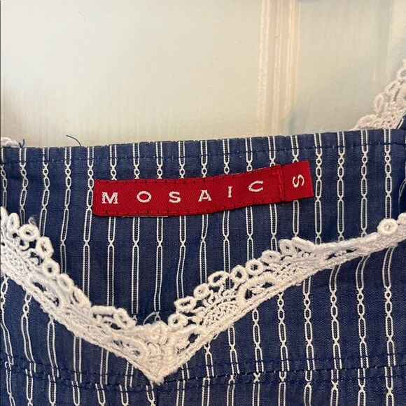 Mosaic Blue Striped Women's Top Small - Picture 2 of 5